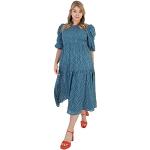 Lovedrobe Womens Plus Size Dress for Ladies Curve Key Backhole 3/4 Sleeves Midaxu High Waist Everyday for Summer Work Office Party, Vestido Mujer, Blue,
