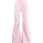 Pantalones rosas de algodón de tiro bajo rebajados para mujer 
