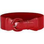 Cinturones elásticos rojos de poliester vintage para mujer 