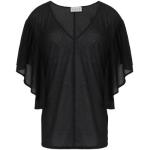 Camisetas negras de poliamida de manga corta manga corta con escote V de punto La Luce talla XS para mujer 