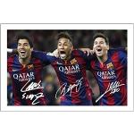 Luis Suarez, Neymar & Lionel Messi - Impresión fotográfica de 12 x 8 pulgadas con autógrafo de fútbol de Barcelona