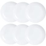 Platos llanos blancos de vidrio rebajados Luminarc 19 cm de diámetro en pack de 12 piezas para 12 personas 