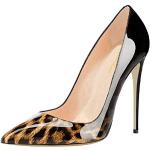 Zapatos negros de charol de tacón para fiesta de punta puntiaguda de carácter romántico leopardo talla 37 para mujer 