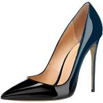 Zapatos negros de cuero de tacón con tacón de aguja de punta puntiaguda de carácter romántico talla 39 para mujer 
