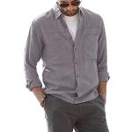Camisas grises de lino de manga larga de verano tallas grandes manga larga con cuello henly formales talla 3XL para hombre 