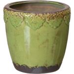 Macetero craquelado de cerámica verde de Ø 21x21 cm