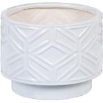 Macetero geométrico de cerámica blanco de Ø 21x16 cm