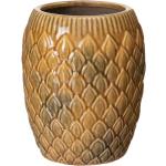 Macetero piña de cerámica mostaza de Ø 18x23 cm