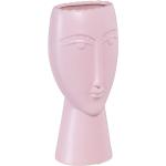 Jarrón rostro de cerámica rosa de 15x8x19 cm