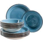 Sets de platos azul marino de cerámica aptos para lavavajillas vintage Mäser en pack de 18 piezas para 6 personas 