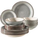 Sets de platos de cerámica aptos para lavavajillas vintage Mäser en pack de 18 piezas para 6 personas 