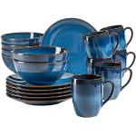 Sets de platos azules de cerámica de 800 ml aptos para lavavajillas Mäser 21 cm de diámetro en pack de 18 piezas 