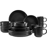 Vajillas negras de cerámica de 700 ml aptas para lavavajillas modernas Mäser 20 cm de diámetro en pack de 16 piezas para 4 personas 