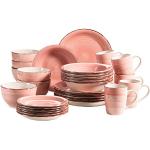 Vajillas rosas de cerámica rebajadas aptas para lavavajillas vintage Mäser en pack de 16 piezas para 4 personas 