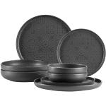 Cuencos negros de cerámica aptos para microondas Mäser 16 cm de diámetro en pack de 2 piezas para 2 personas 