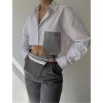 Camisas grises de algodón de manga larga manga larga marineras con rayas talla XS para mujer 