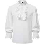 Camisas blancas de poliester de traje  manga larga vintage floreadas con volantes talla M para mujer 