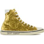Zapatillas doradas de terciopelo con cordones con cordones con logo Saint Laurent Paris talla 40,5 para hombre 