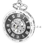 Relojes negros con cadena para navidad Manual 24h con correa de plata vintage para hombre 