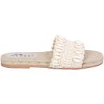 Sandalias planas blancas de goma rebajadas de punta abierta Manebí con crochet talla 36 para mujer 