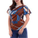 Camisetas multicolor de algodón de manga corta rebajadas manga corta con cuello barco MANILA GRACE asimétrico talla S para mujer 