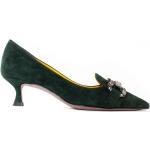 Zapatos verdes de ante de tacón rebajados con pedrería talla 38,5 para mujer 