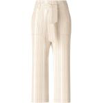Marc Cain, Pantalones de lino a rayas con cintura alta Beige, Mujer, Talla: L