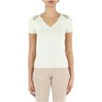 Camisetas blancas de punto  con escote V informales de punto Guess Marciano talla XS para mujer 