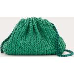 Maletas verdes de rafia de mano con crochet 