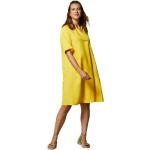 Vestidos amarillos de lino Tencel de lino rebajados tallas grandes manga corta con escote V MARINA RINALDI talla 4XL para mujer 