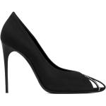 Zapatos peep toe negros de cuero con tacón más de 9cm con logo Saint Laurent Paris talla 40,5 para mujer 
