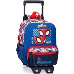 Mochilas escolares azules de poliester rebajadas Spiderman con ruedas infantiles 