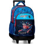 Mochilas escolares azules de poliester rebajadas Spiderman con ruedas acolchadas infantiles 