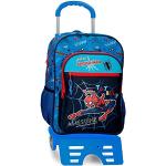 Mochilas escolares azules de poliester Spiderman con ruedas infantiles 