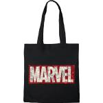 Tote bags negras de algodón Marvel con logo de materiales sostenibles para mujer 