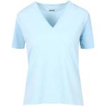 Mauro Grifoni, Camiseta de algodón azul claro con cuello en V Blue, Mujer, Talla: M
