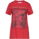 Camisetas rojas de algodón de manga corta manga corta con cuello redondo de punto MAX MARA talla XS para mujer 