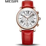 Relojes blancos de cuero de pulsera Cuarzo informales Megir para mujer 