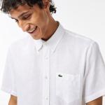 Camisas blancas de lino de lino  manga corta Lacoste talla 3XL para hombre 