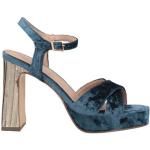 Sandalias azules de tela de tacón con tacón cuadrado Menbur talla 36 para mujer 