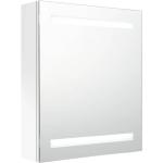 Armario de baño con espejo y luz en tiras led 50x60 cm blanco brillante Vida XL 326486