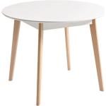 Mesa de cocina redonda blanca y madera amaya de 100 x 76 x 100 cm