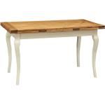 Mesa escritorio de estilo Country de madera maciza de tilo armazón blanco  envejecido plan acabado con efecto natural