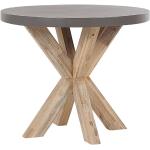Mesa de comedor para jardín gris tablero de cemento reforzado con patas de madera de acacia para 4 personas ø 90 cm Olbia - Gris