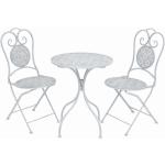 Mesa y sillas bistro de jardin 3 piezas acero blanco grisaceo