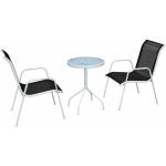 Mesa y sillas bistro de jardin 3 piezas acero negro