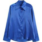 Camisas azules de poliester de manga larga de otoño manga larga vintage asimétrico talla XS para mujer 