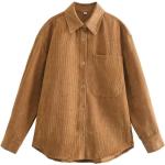Blusas marrones de poliester de manga larga de otoño manga larga vintage asimétrico talla L para mujer 