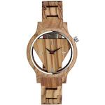 Relojes de bambú de pulsera Cuarzo caja de madera analógicos con correa de madera zebra para mujer 