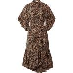 Vestidos marrones de seda de leopardo tres cuartos con escote cruzado leopardo Michael Kors Collection talla XS para mujer 